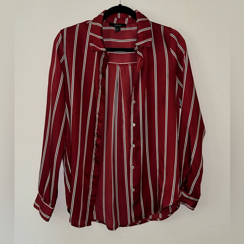 Forever 21 Red Striped Button Down